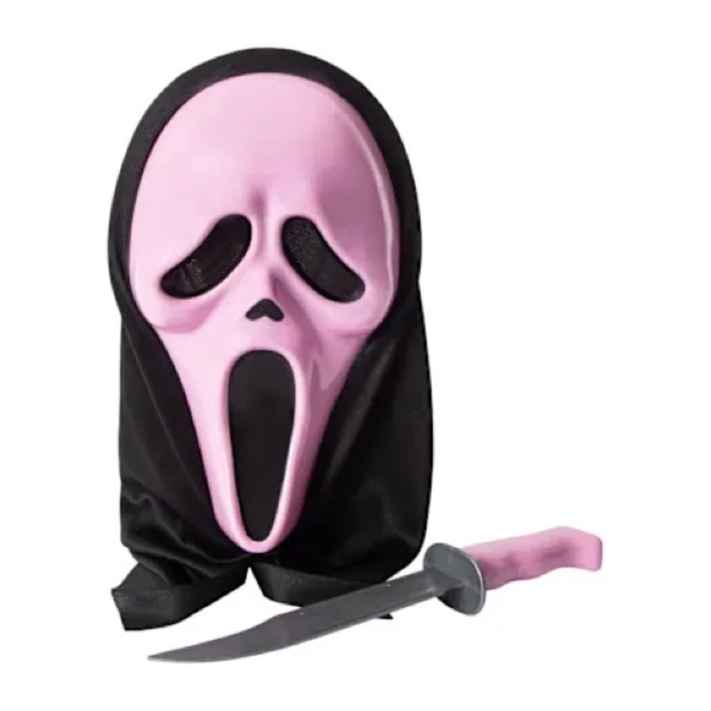 Halloween PINK Ghost Face® Mask & PINK Knife Set